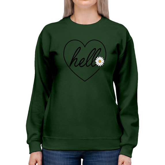 Hello Heart W Daisy Sweatshirt Women -Image by Shutterstock, Female 5X-Large
