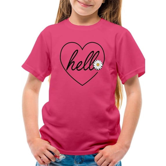 Hello Heart W Daisy T-Shirt Juniors -Image by Shutterstock, Large