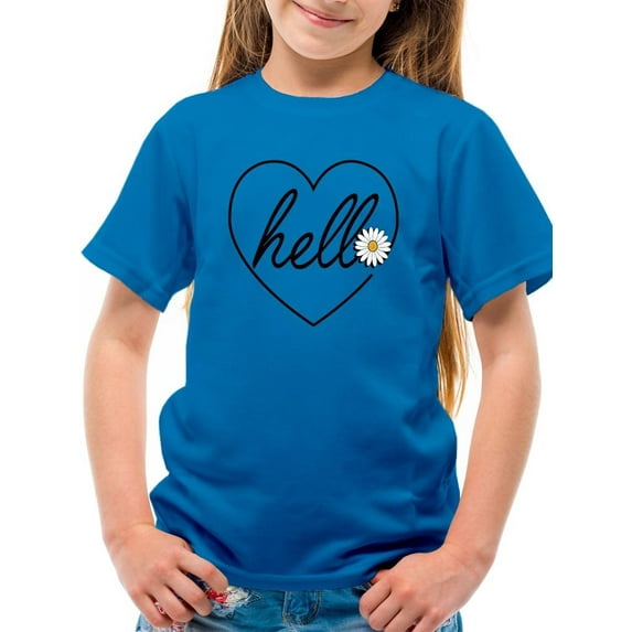 Hello Heart W Daisy T-Shirt Juniors -Image by Shutterstock, x-Large