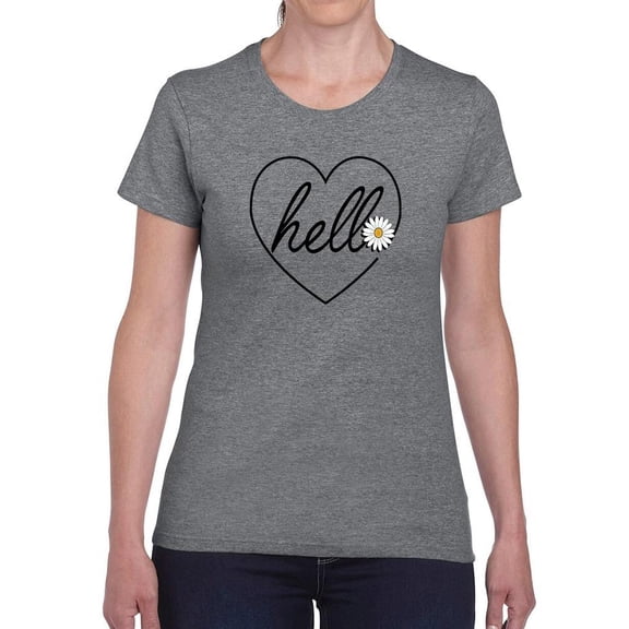 Hello Heart W Daisy T-Shirt Women -Image by Shutterstock, Female Medium
