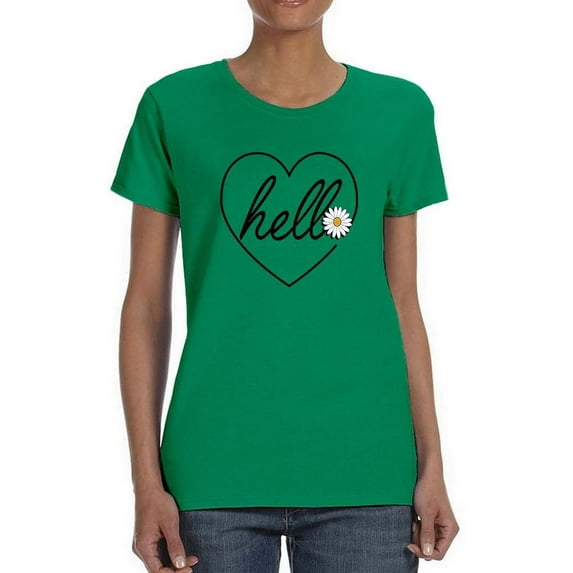 Hello Heart W Daisy T-Shirt Women -Image by Shutterstock, Female XX-Large