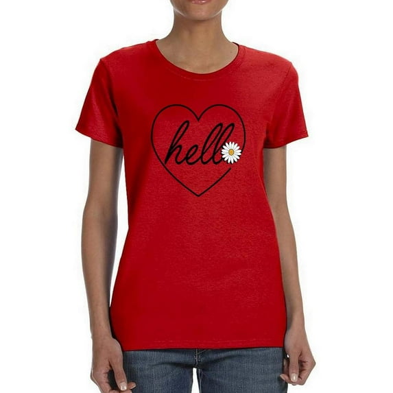 Hello Heart W Daisy T-Shirt Women -Image by Shutterstock, Female XX-Large