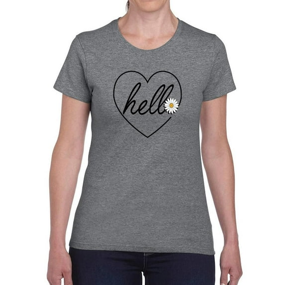 Hello Heart W Daisy T-Shirt Women -Image by Shutterstock, Female x-Large