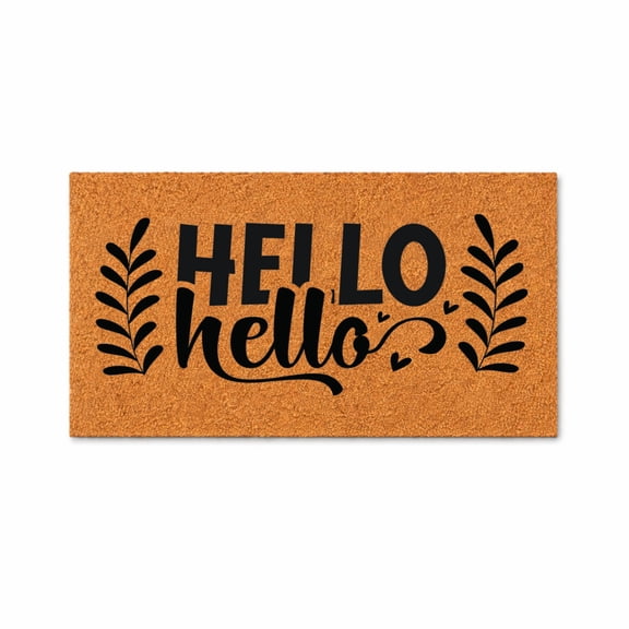 Hello Hello Doormat, Welcome Entry Rug, Cute Leaf Hearts Design, Funny Coir Mat, Housewarming Gift, Home Decor 4109 (24x48 inches) 4109