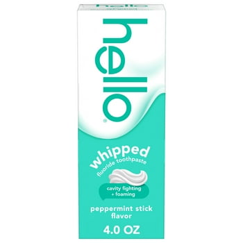 hello Whipped Fluoride Toothpaste, Minty Foam Toothpaste, Peppermint Stick, 4.0 oz