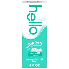 hello Whipped Fluoride Toothpaste, Minty Foam Toothpaste, Peppermint Stick, 4.0 oz