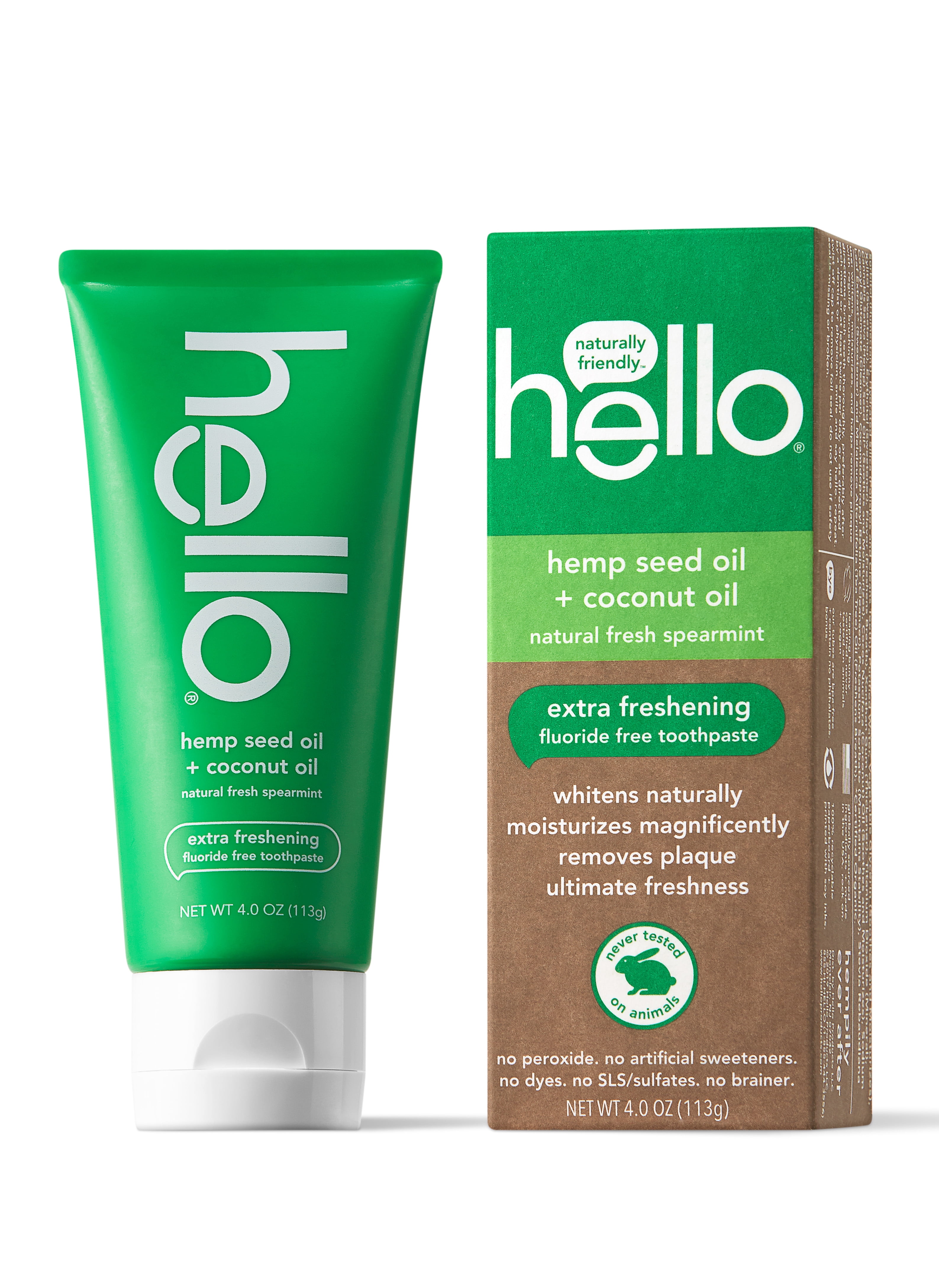 Hello Hemp Seed Oil + Coconut Oil Extra Freshening Fluoride Free Toothpaste, Vegan & SLS Free