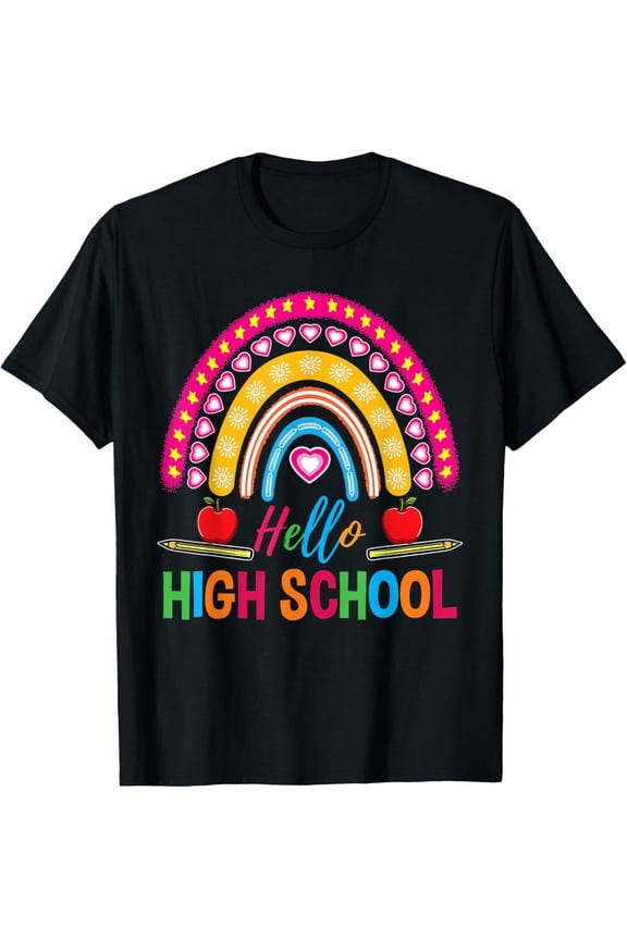 Hello High School Teacher Rainbow Tee Gift Unisex T-Shirt