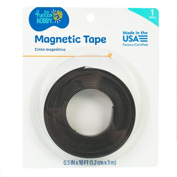 Hello Hobby 0.5-inch Magnetic Tape, Light Duty for Crafts & Photos, 1 Roll, 10 ft.