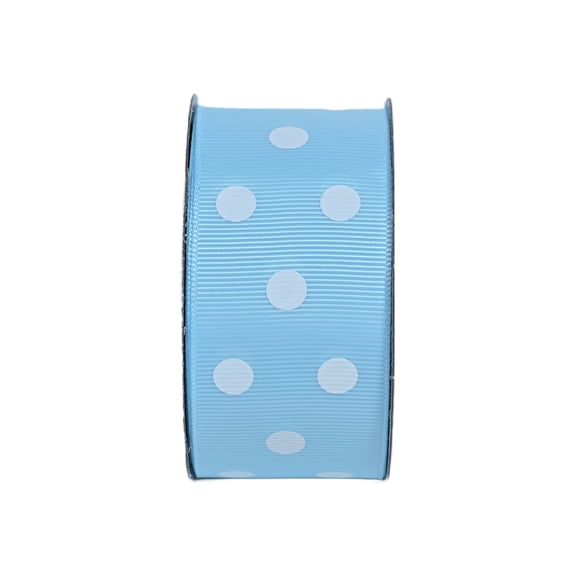 Hello Hobby 1.5" White Polka Dots on Blue Grosgrain Ribbon, 3 yards