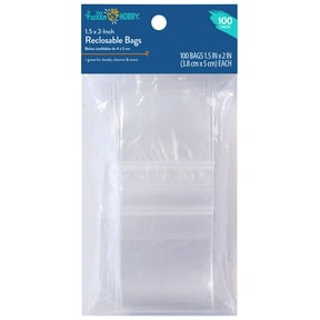 Hello Hobby 1.5"x 2" Reclosable Plastic Bags 100-Pack Small Clear Zip Bags for Jewelry Making & Craft Storage