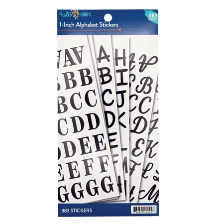 Hello Hobby 1" Alphabet Sticker Value Pack Pad - Uppercase Script, Serif, & Fun Fonts