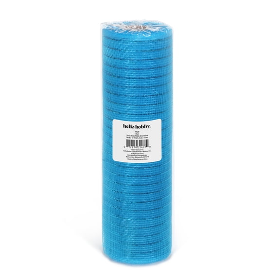 Hello Hobby Blue Deco Mesh for Crafts with Metallic Foils, 10 Inches x 10 Yards