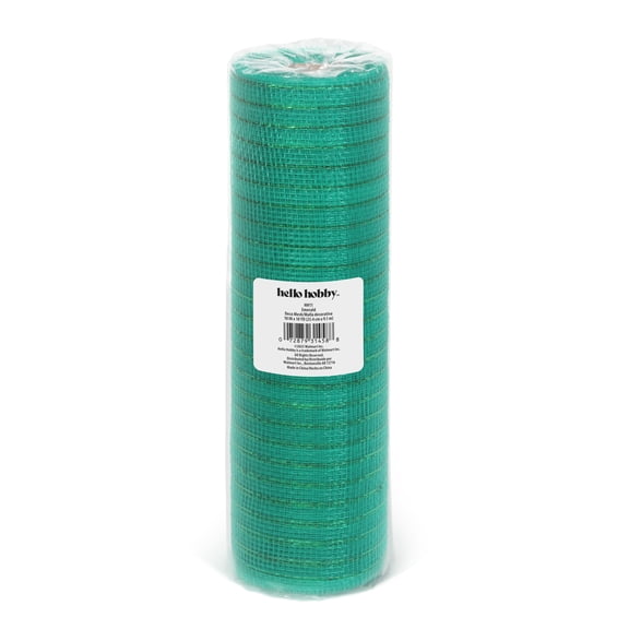 Hello Hobby Emerald Deco Mesh for Crafts, Ribbons and Decorations, 10 in x 10 yd