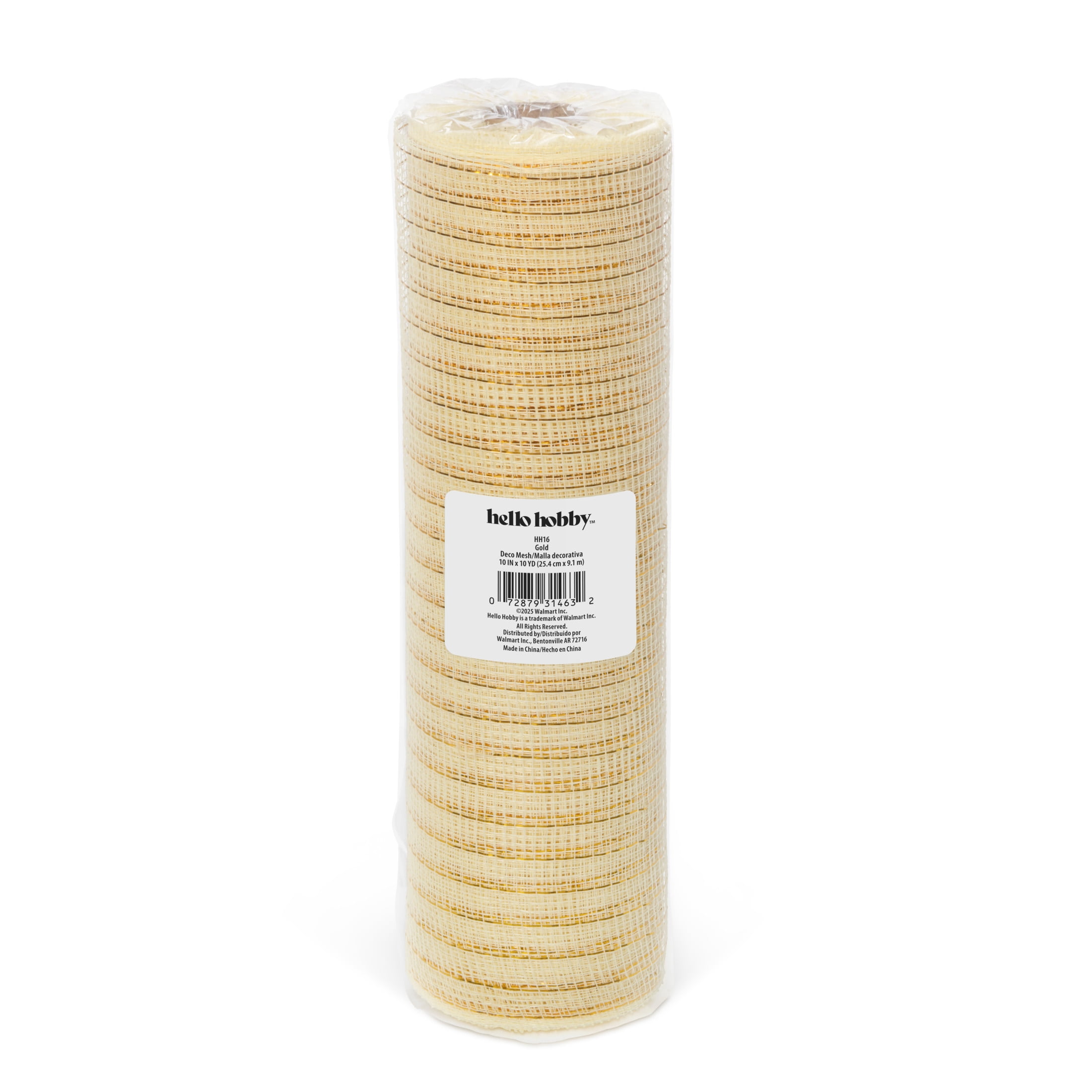 Hello Hobby Gold Deco Mesh for Crafts, Ribbons and Decorations, 10 in x 10 yd