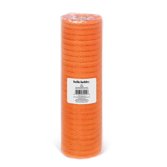 Hello Hobby Orange Deco Mesh for Crafts, Ribbons and Decorations, 10 in x 10 yd