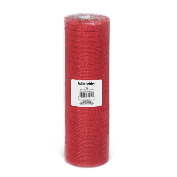 Hello Hobby Red Deco Mesh for Crafts, Ribbons and Decorations, 10 in x 10 yd