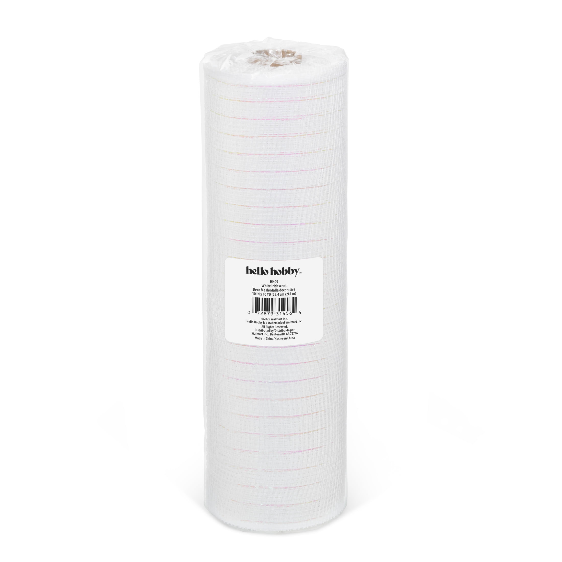 Hello Hobby White Deco Mesh for Crafts, Ribbons and Decorations, 10 in x 10 yd