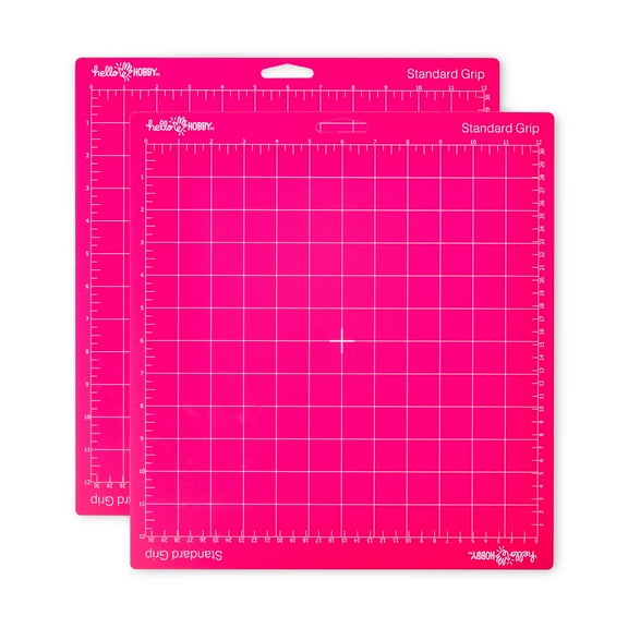 Hello Hobby 12" x 12" Standard Grip Adhesive Cutting Mat, Pink, 2 Count