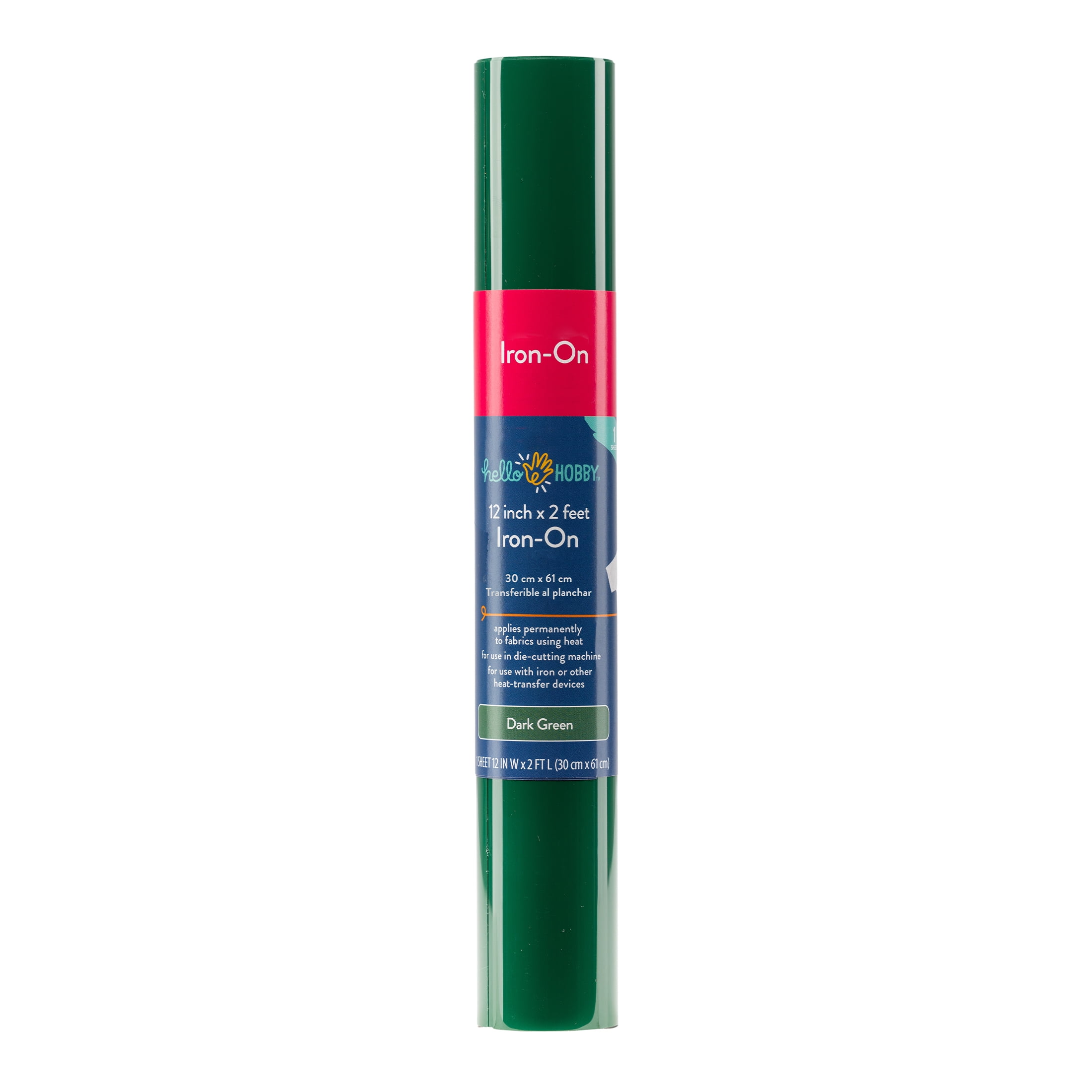Hello Hobby 12" x 2' Dark Green Iron-On Craft Vinyl Roll
