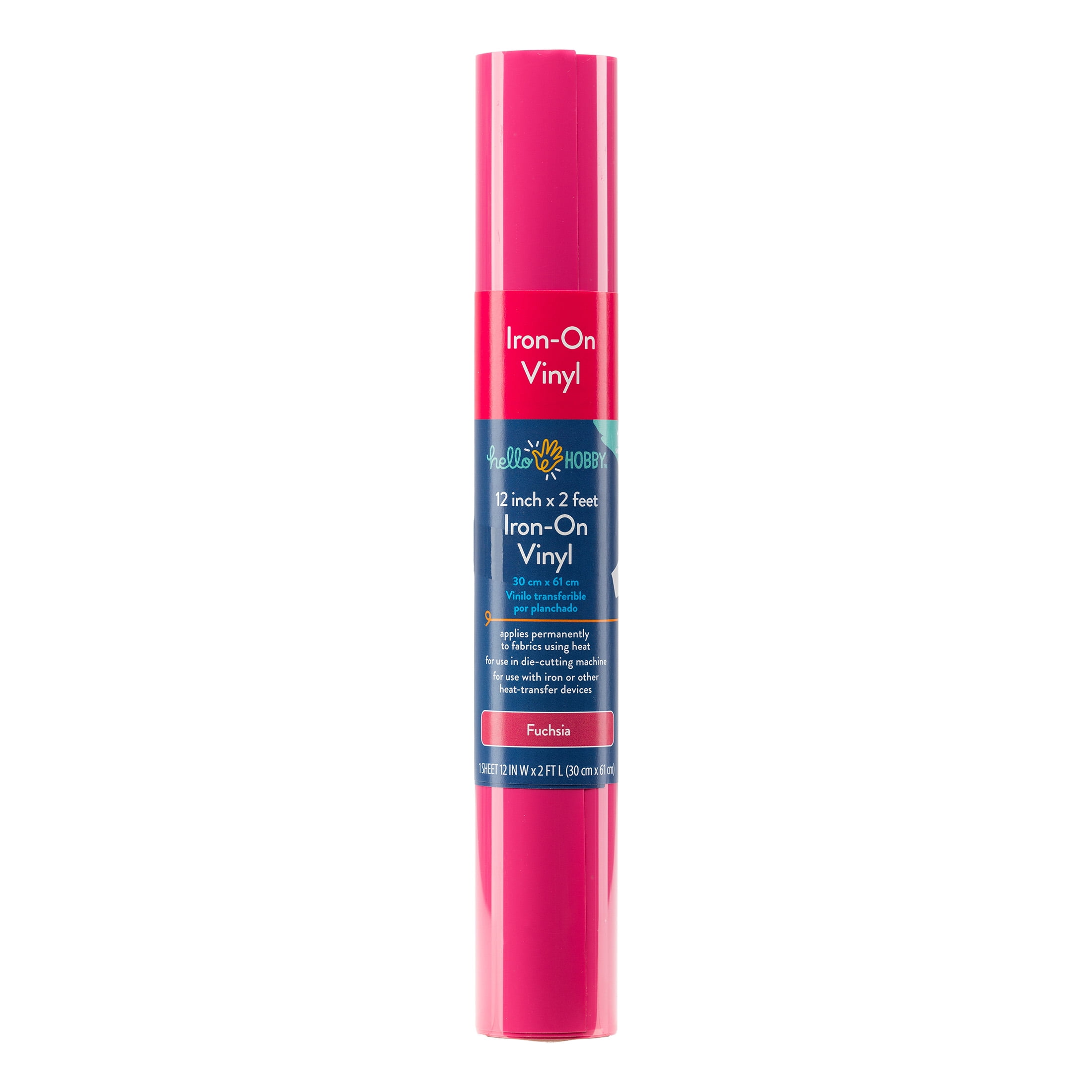 Hello Hobby 12" x 2' Fuscia IronOn Craft Vinyl Roll