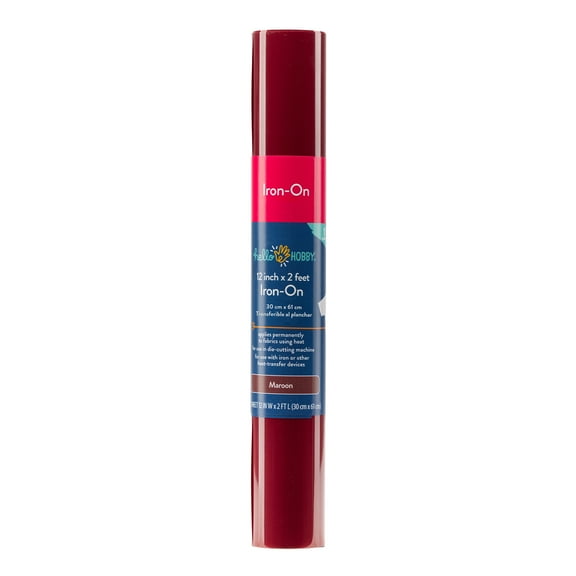 Hello Hobby 12" x 2' Maroon Iron-On Craft Vinyl Roll