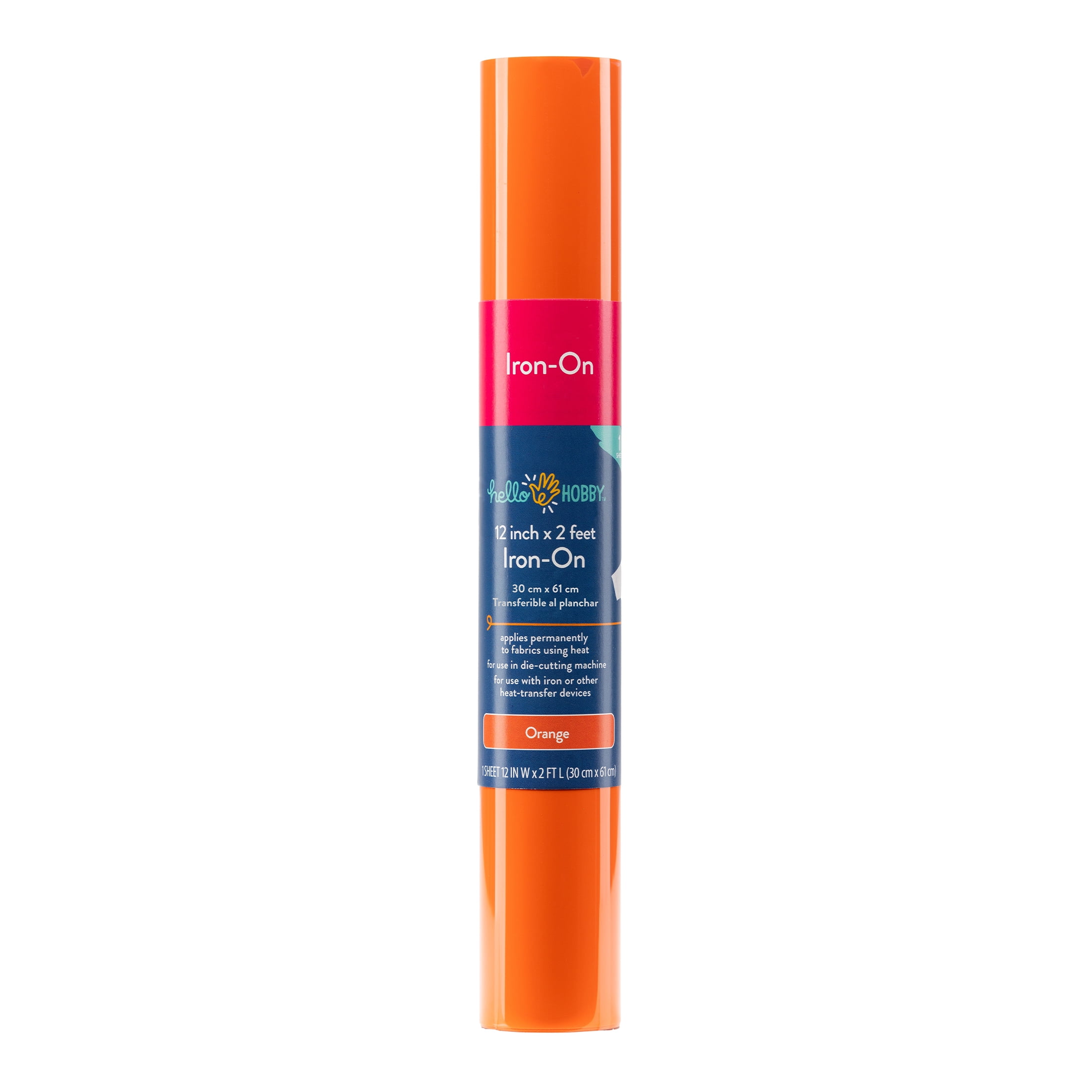 Hello Hobby 12" x 2' Orange Iron-On Craft Vinyl Roll