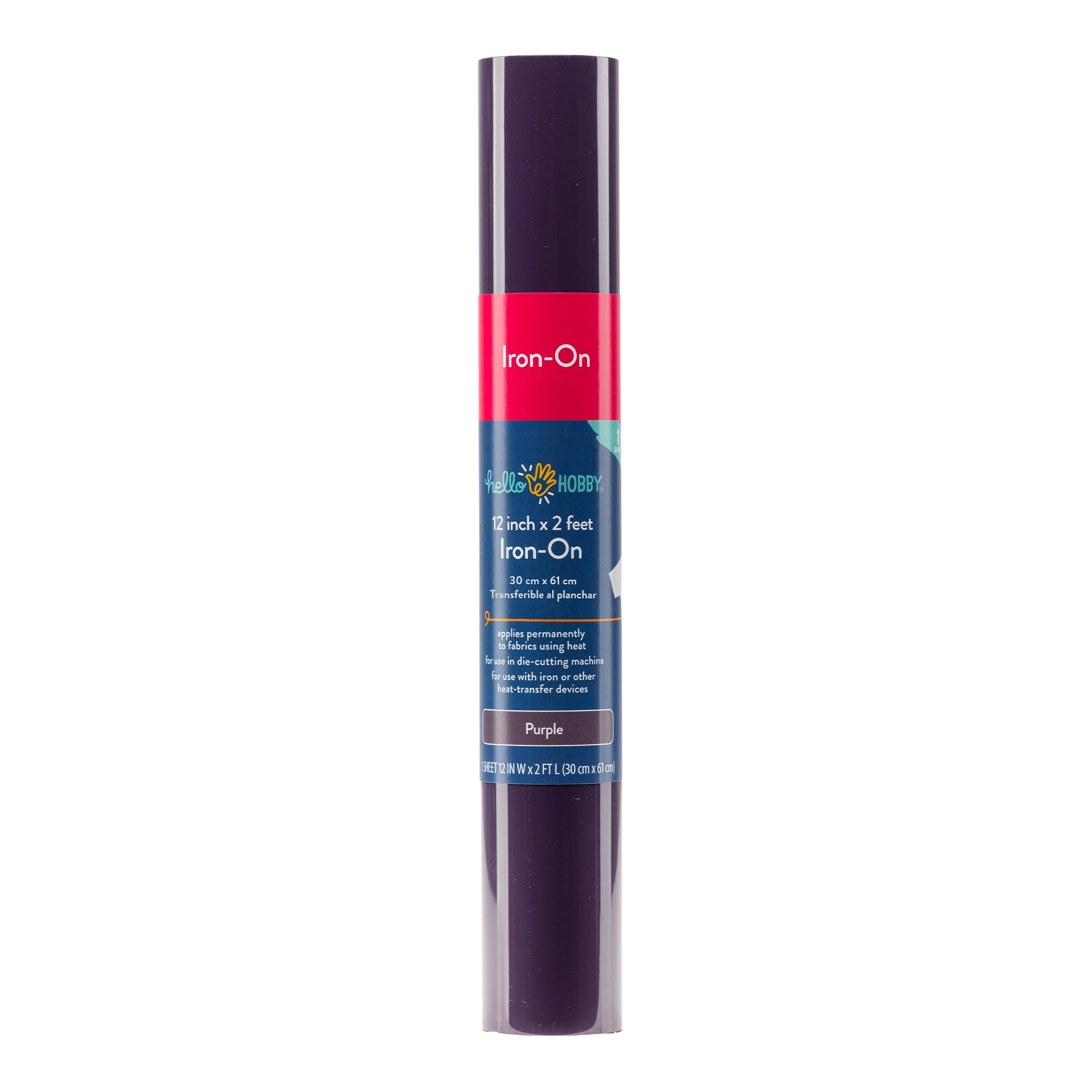 Hello Hobby 12" x 2' Purple Iron-On Craft Vinyl Roll