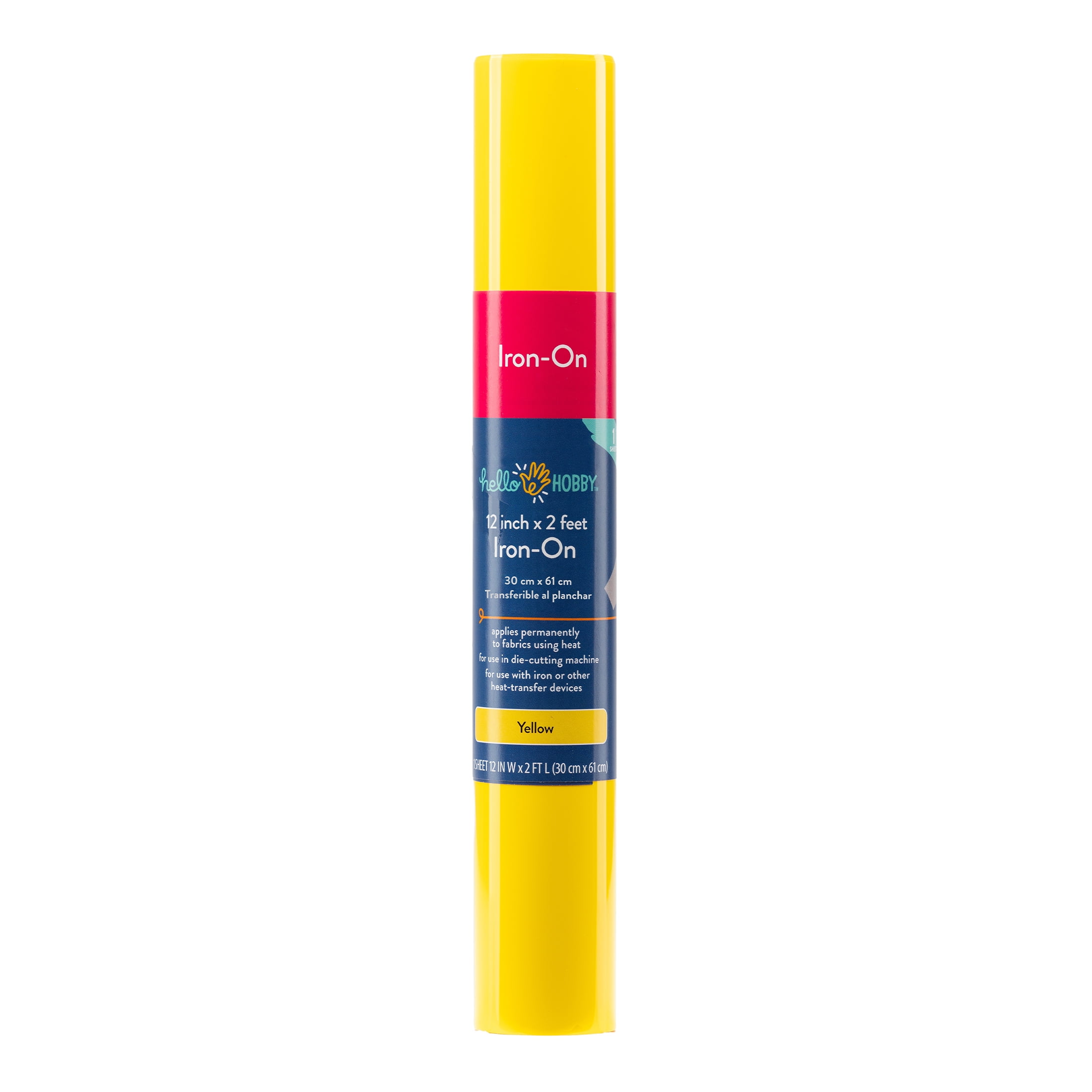 Hello Hobby 12" x 2' Yellow Iron-On Craft Vinyl Roll
