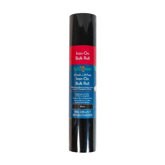 Hello Hobby 12" x 25' Black Iron-On Craft Vinyl Bulk Roll