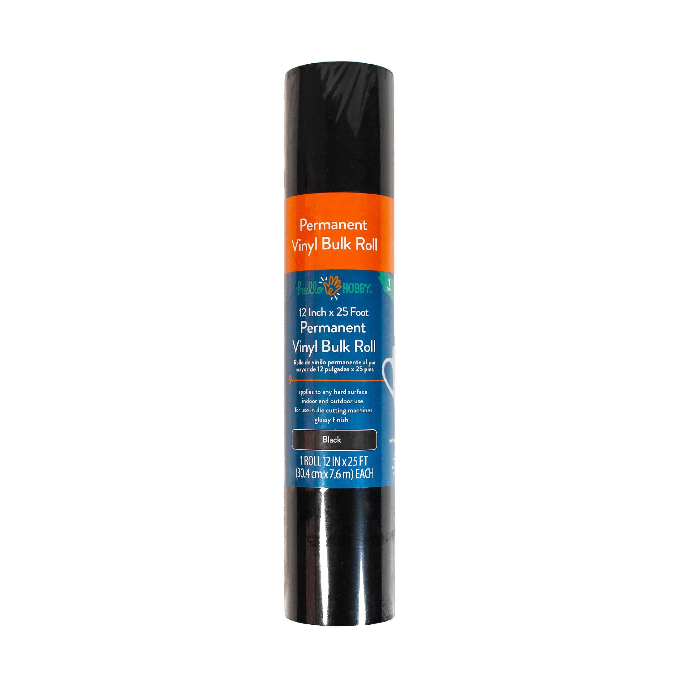 Hello Hobby 12" x 25' Black Permanent Craft Vinyl Bulk Roll