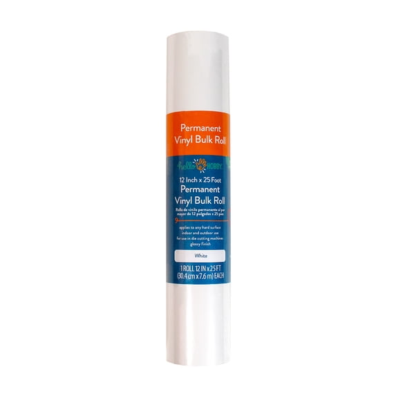 Hello Hobby 12" x 25' White Permanent Craft Vinyl Bulk Roll