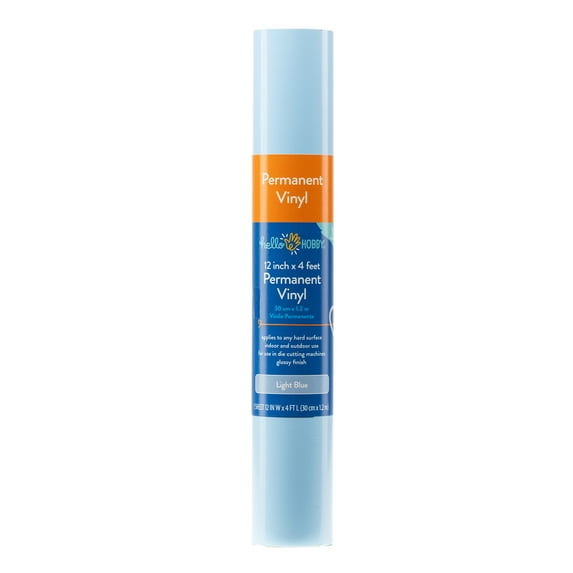 Hello Hobby 12" x 4' Light Blue Permanent Craft Vinyl Roll