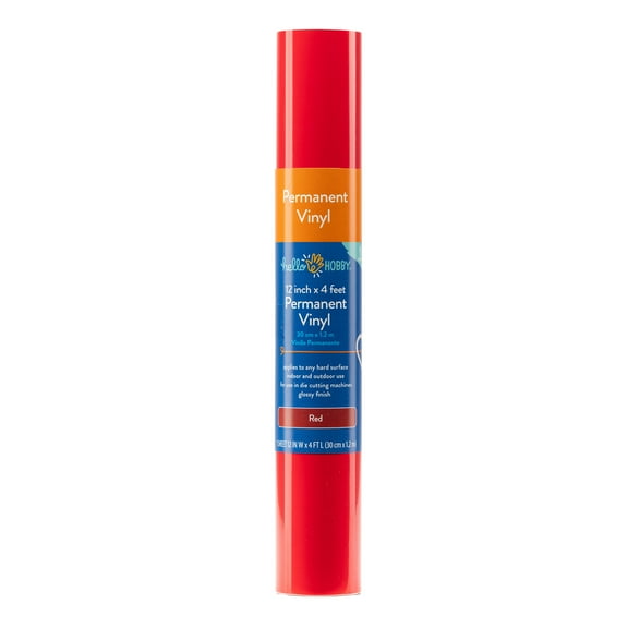 Hello Hobby 12" x 4' Red Permanent Craft Vinyl Roll