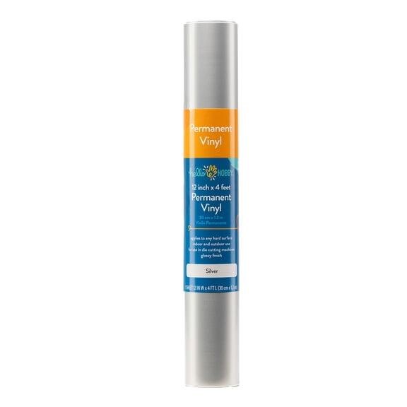 Hello Hobby 12" x 4' Silver Permanent Craft Vinyl Roll