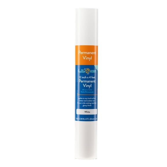 Hello Hobby 12" x 4' White Permanent Craft Vinyl Roll