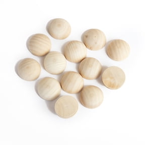 Hello Hobby 1 Inch Unfinished Split Natural Wood Balls 13-Piece Set