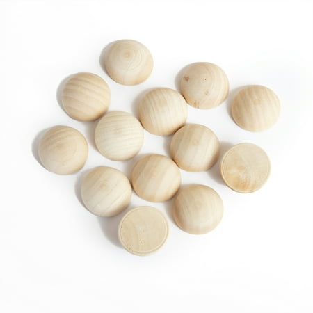 Hello Hobby 1 Inch Unfinished Split Natural Wood Balls 13-Piece Set
