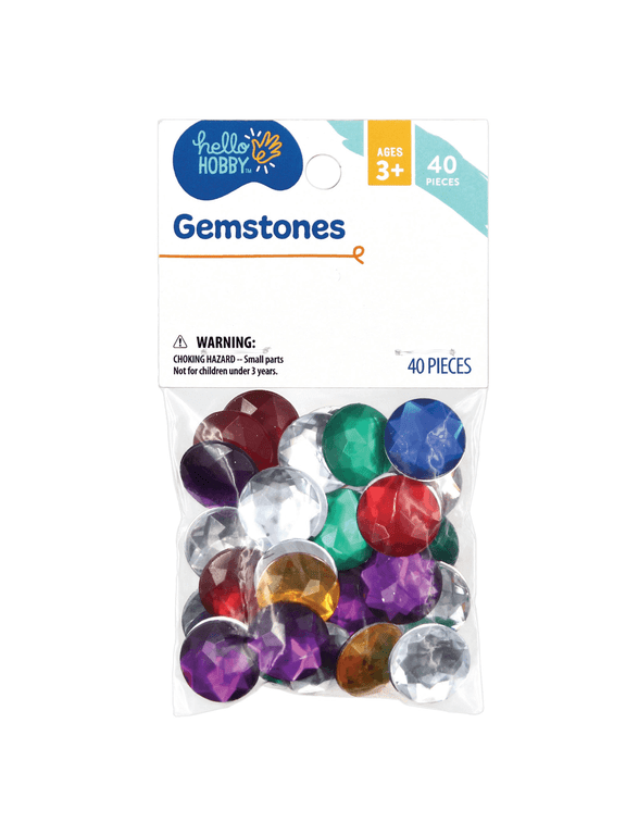 18mm Loose Gems for Crafting, Assorted Colors, Synthetic, 40 Count