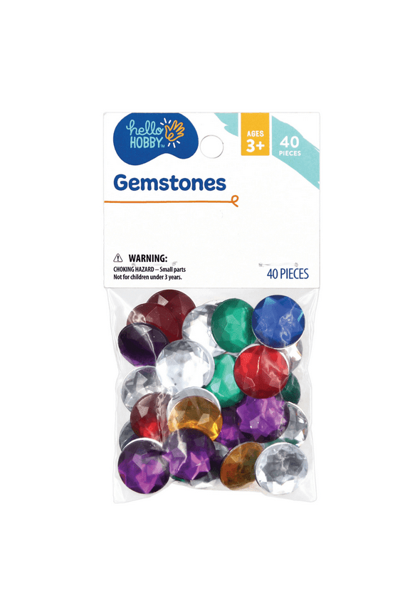 18mm Loose Gems for Crafting, Assorted Colors, Synthetic, 40 Count