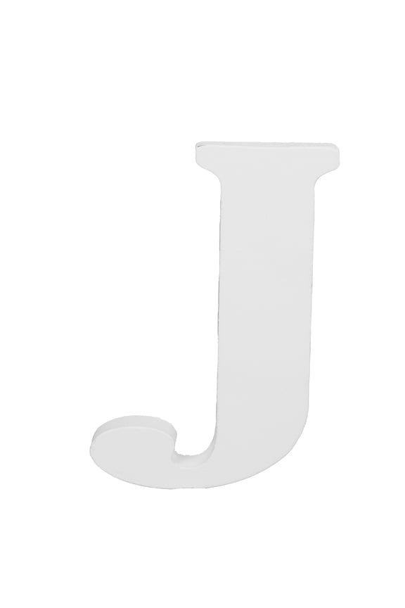 3" White Wood Letter J