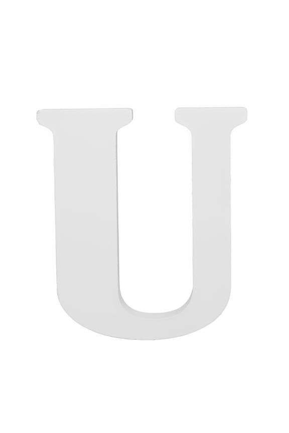 3" White Wood Letter U