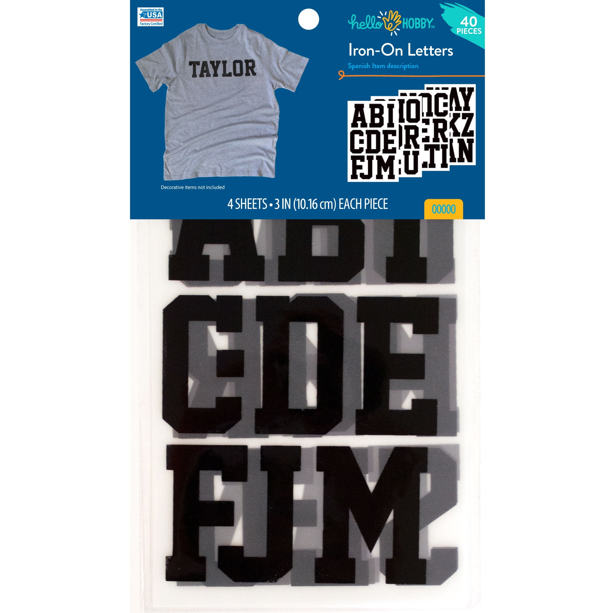 Hello Hobby 3 inch Black Sport Iron on Letters Polyvinyl Walmart