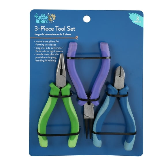 Hello Hobby 3-Piece Jewelry Pliers Set – Round Nose, Needle Nose & Side Cutter Tools for Crafting