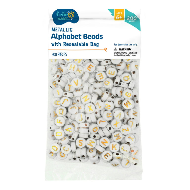 Plastic White Alphabet Beads, Random Mix Letters, 7mm Round, 1000 bead -  Bead Bee