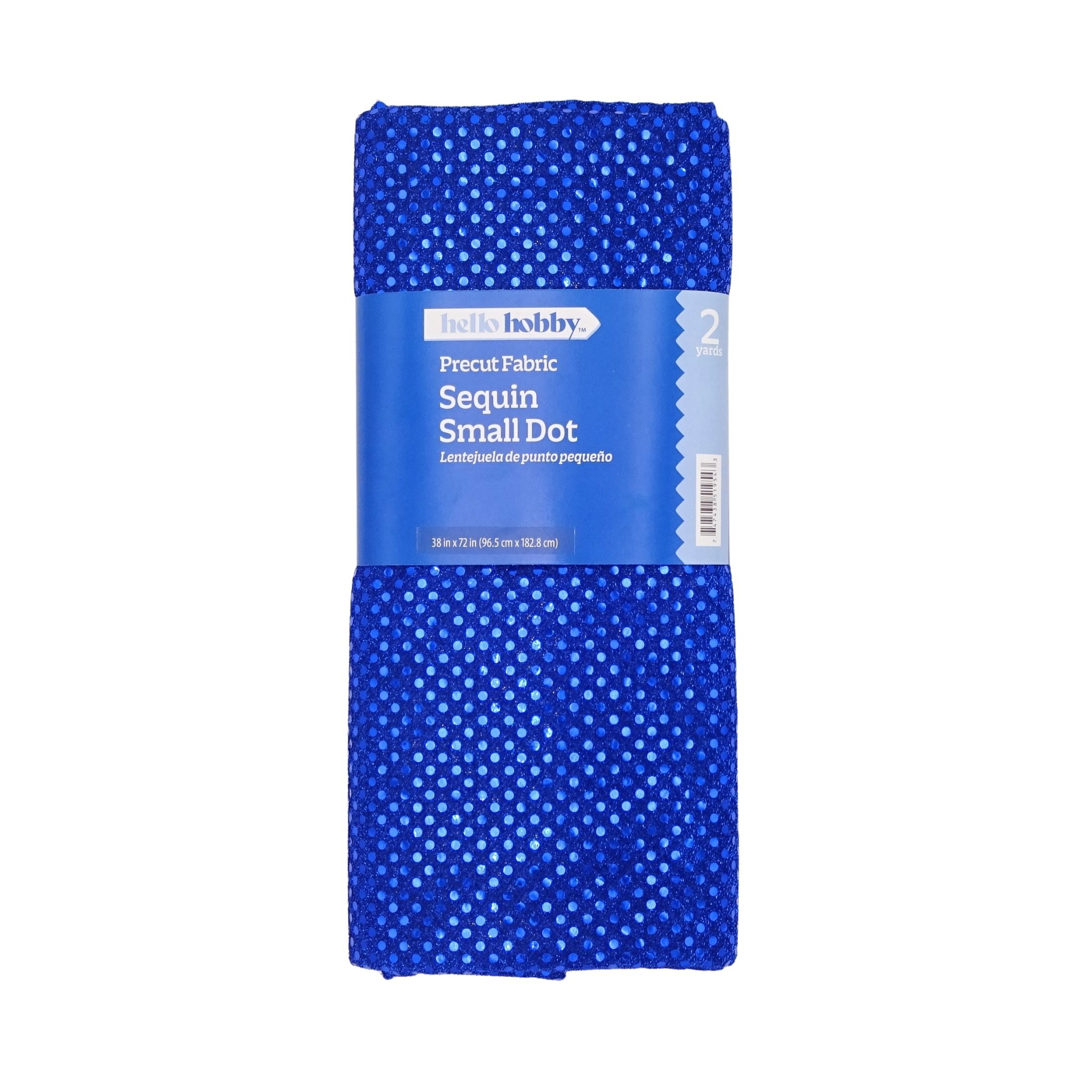 Hello Hobby 38” x 72” 83% Polyester 17% Metallic Small Dot Sequin 2 Yard Precut Fabric, Cobalt, 38" Wide for Sewing & Crafting