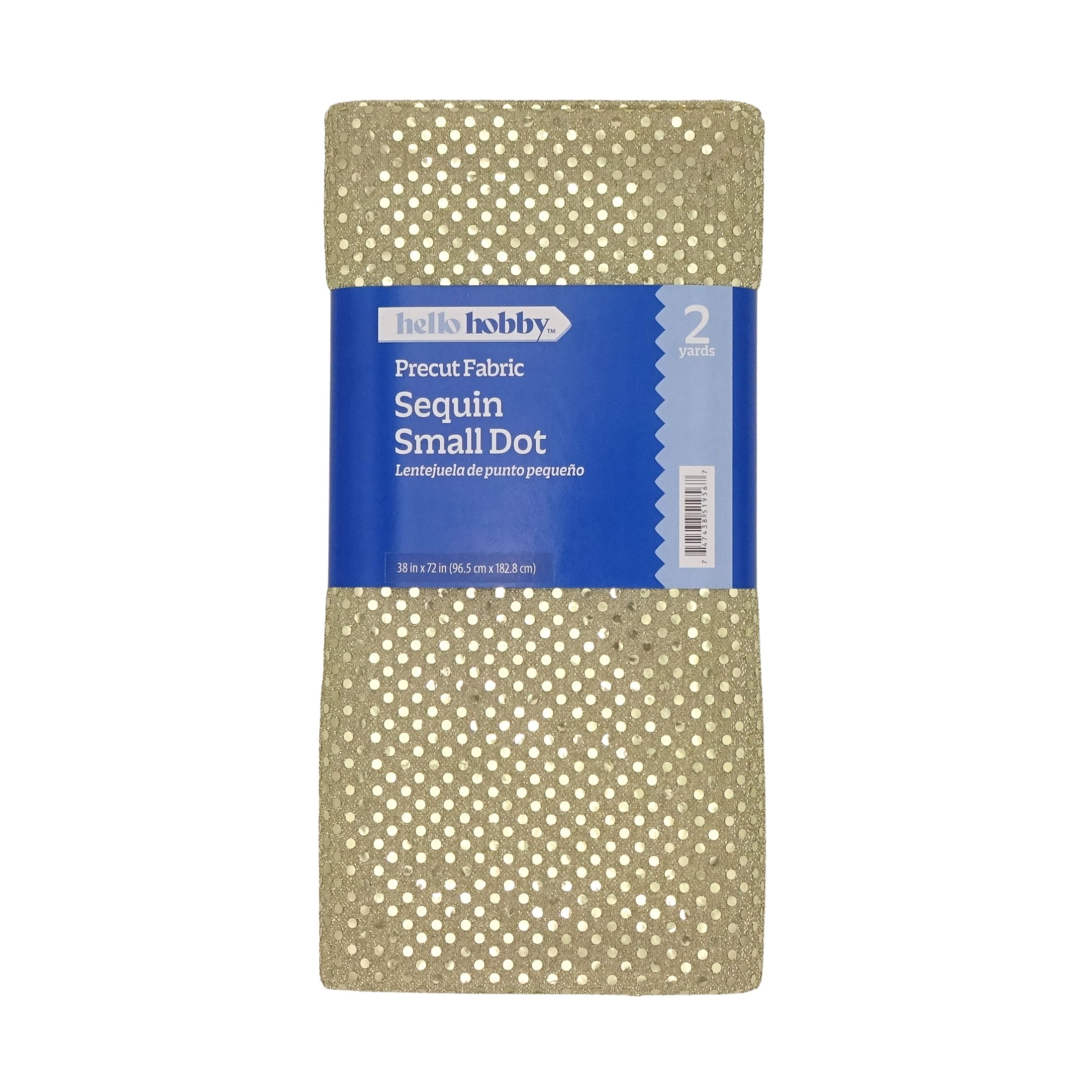 Hello Hobby Gold Small Dot Sequin Sewing & Craft Fabric, 83% Polyester 17% Metallic, 2 Yard Precut 38 in x 72 in, 38 in Wide