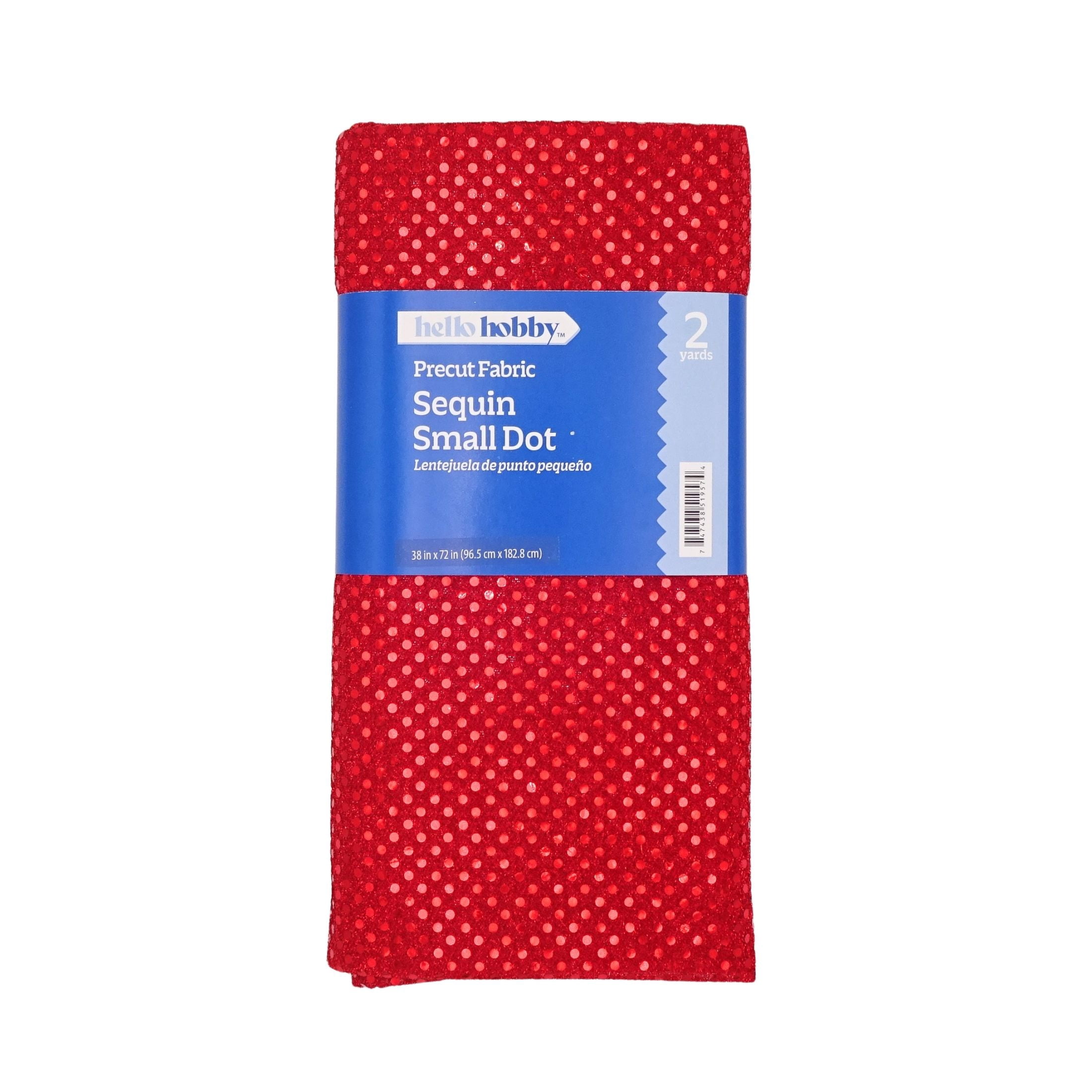 Hello Hobby 38” x 72” 83% Polyester 17% Metallic Small Dot Sequin 2 Yard Precut Fabric, Red, 38" Wide for Sewing & Crafting