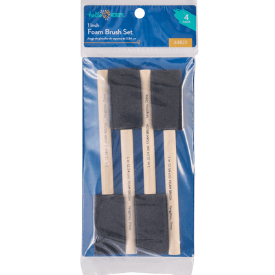 Hello Hobby 4 Piece Foam Paint Brush Set, 1"