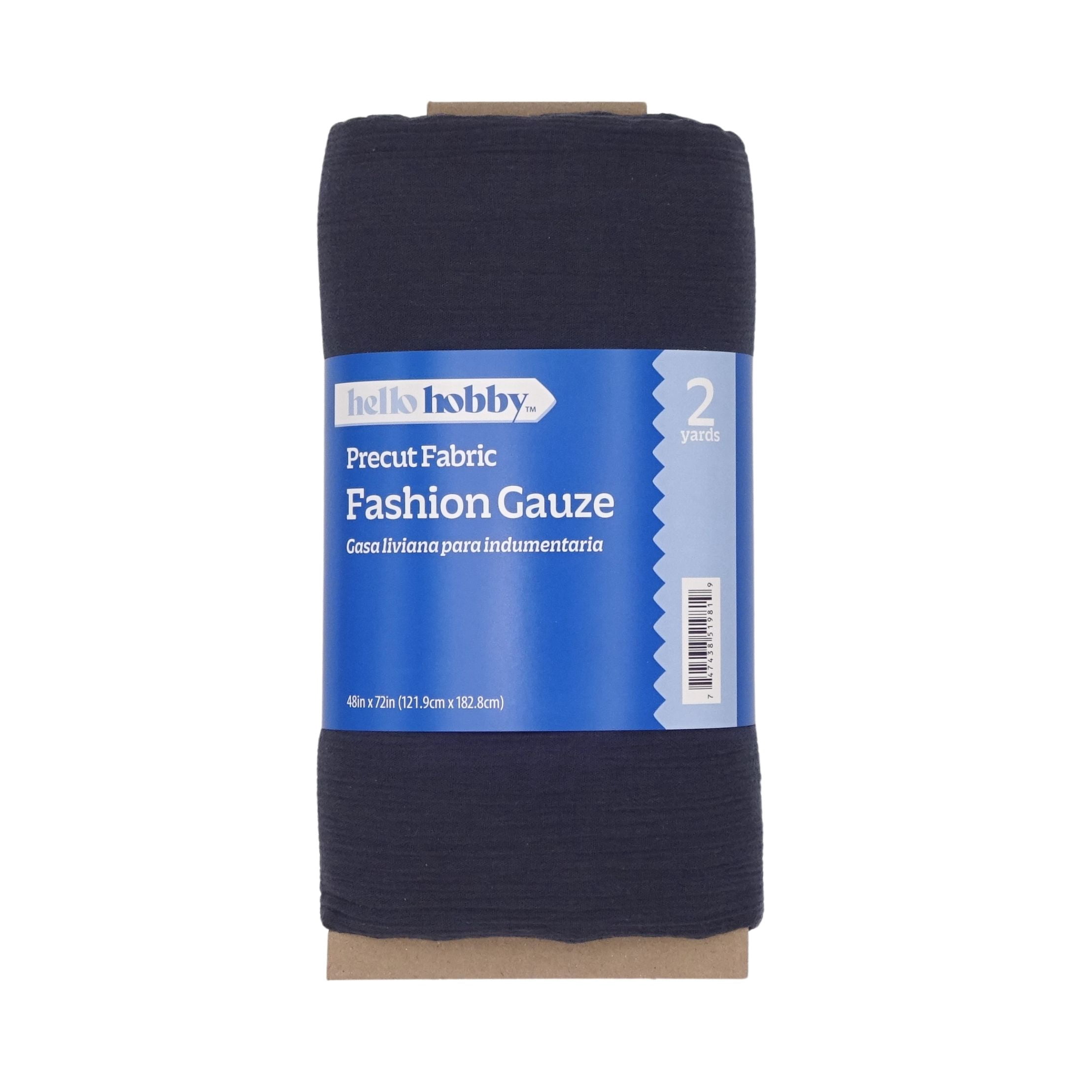 Hello Hobby 48” x 72” 100% Cotton Cotton Gauze 2 Yard Precut Fabric, Charcoal, 48" Wide for Sewing & Crafting